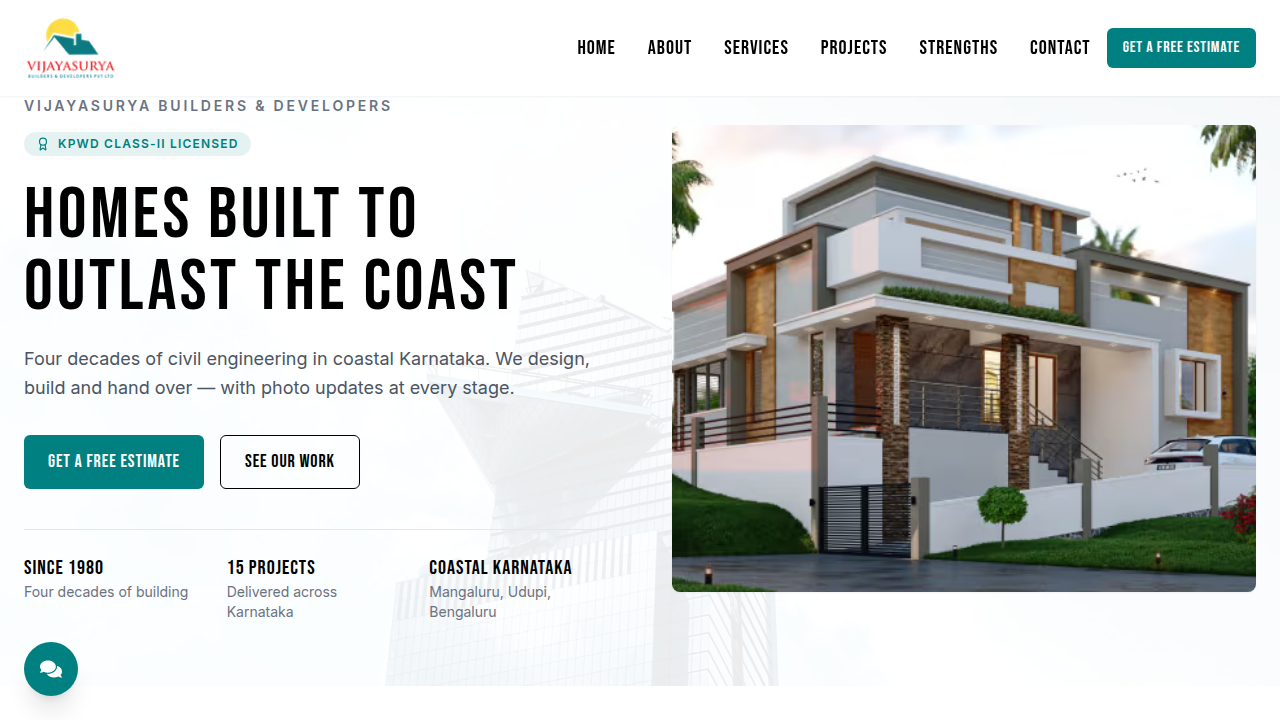 Vijayasurya Builders homepage